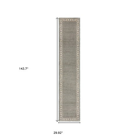 Homeroots 2' Blue Oriental Area Rug – Elegant Power Loom Design, Stain Resistant, Perfect For Pet-friendly Spaces 12' Runner Polypropylene 576258