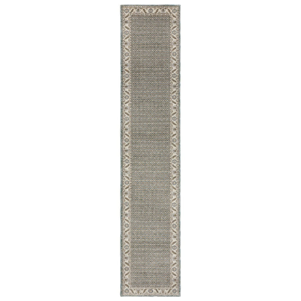HomeRoots 3' Timeless Blue and Ivory Oriental Area Rug - Durable, Stain-Resistant Design for Home Elegance 12' Runner 576258