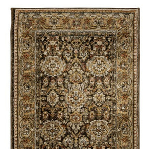 Homeroots 2' Brown Oriental Area Rug - Elegant Design, Stain Resistant, Perfect For Homes With Kids And Pets 12' Runner Polypropylene 576260