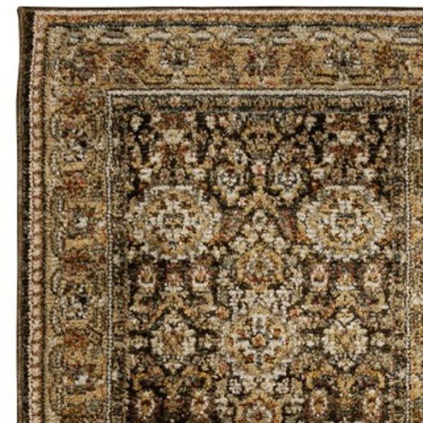 Homeroots 2' Brown Oriental Area Rug - Elegant Design, Stain Resistant, Perfect For Homes With Kids And Pets 12' Runner Polypropylene 576260