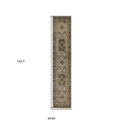 Homeroots 2' Stunning Blue Tribal Area Rug - Stain Resistant, Perfect For Kids And Pets, Adds Warmth To Any Space 12' Runner Polypropylene 576262
