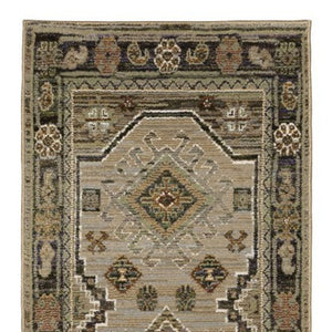 Homeroots 2' Stunning Blue Tribal Area Rug - Stain Resistant, Perfect For Kids And Pets, Adds Warmth To Any Space 12' Runner Polypropylene 576262