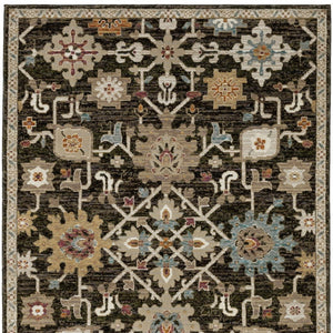 Homeroots 2' Elegant Brown Oriental Area Rug - Stain Resistant, Soft Texture, Perfect For Homes With Kids & Pets 7' X 10' Polypropylene 576266