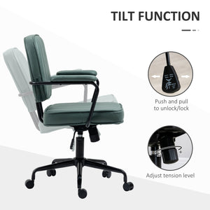 English Elm Vinsetto Ergonomic Home Office Chair Green - Adjustable Height Tilt, Microfiber Comfort, 264 lb Capacity W2225P173828