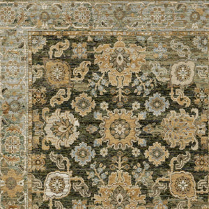 Homeroots 2' Enchanting Green Oriental Area Rug - Stain Resistant, Perfect For Homes With Kids And Pets! 7' X 10' Polypropylene 576268