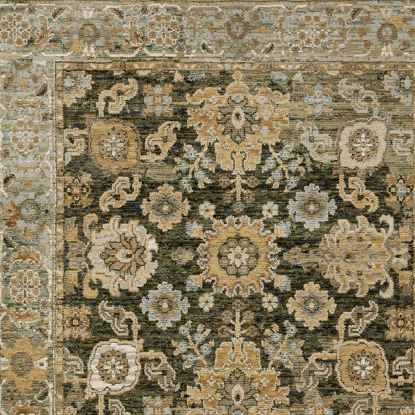 Homeroots 2' Enchanting Green Oriental Area Rug - Stain Resistant, Perfect For Homes With Kids And Pets! 7' X 10' Polypropylene 576268