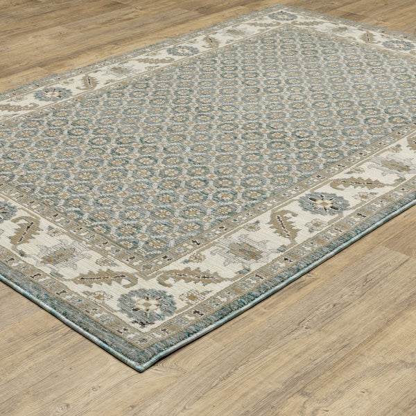 Homeroots 2' Blue Oriental Area Rug – Elegant Power Loom Design, Stain Resistant, Perfect For Pet-friendly Spaces 7' X 10' Polypropylene 576270