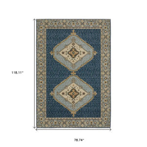 Homeroots 2' Blue Medallion Area Rug – Stain-resistant Power Loom Design For Stylish Spaces With Kids & Pets 7' X 10' Polypropylene 576271