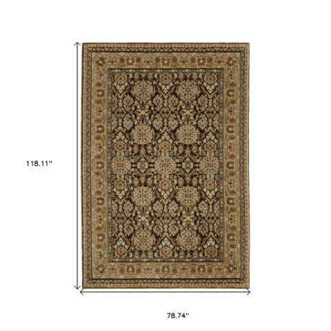 Homeroots 2' Brown Oriental Area Rug - Elegant Design, Stain Resistant, Perfect For Homes With Kids And Pets 7' X 10' Polypropylene 576272