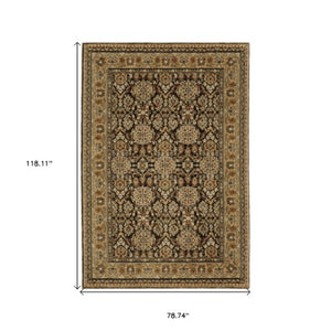 Homeroots 2' Brown Oriental Area Rug - Elegant Design, Stain Resistant, Perfect For Homes With Kids And Pets 7' X 10' Polypropylene 576272