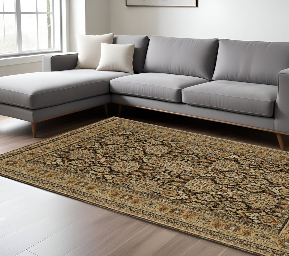 Homeroots 2' Brown Oriental Area Rug - Elegant Design, Stain Resistant, Perfect For Homes With Kids And Pets 7' X 10' Polypropylene 576272