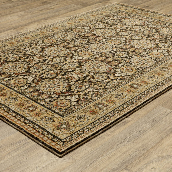 Homeroots 2' Brown Oriental Area Rug - Elegant Design, Stain Resistant, Perfect For Homes With Kids And Pets 7' X 10' Polypropylene 576272