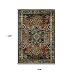 Homeroots 2' Stunning Blue Tribal Area Rug - Stain Resistant, Perfect For Kids And Pets, Adds Warmth To Any Space 7' X 10' Polypropylene 576273