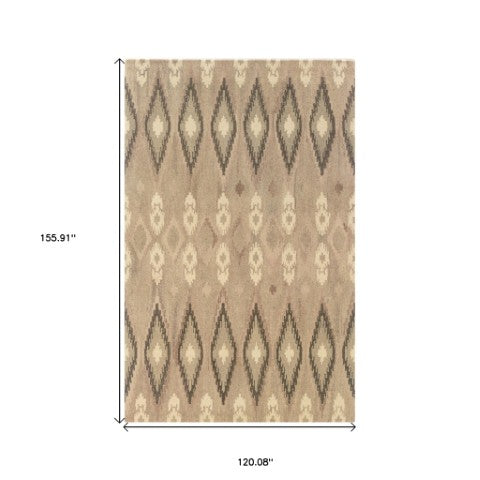 Homeroots 4' Beige Wool Abstract Hand-tufted Area Rug - Stylish, Artistic Design Perfect For Any Home Decor 10' X 13' Wool 576288