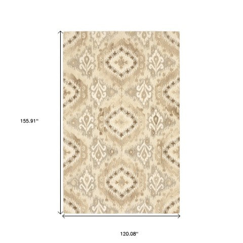 Homeroots 4' Abstract Beige And Ivory Hand-tufted Wool Area Rug - Stylish Design For Cozy Home Décor 10' X 13' Wool 576289