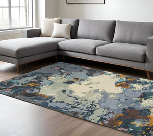 Homeroots 4' Abstract Blue Hand-tufted Area Rug - Elevate Your Living Space With Stylish Sophistication 10' X 13' Wool Blend 576291