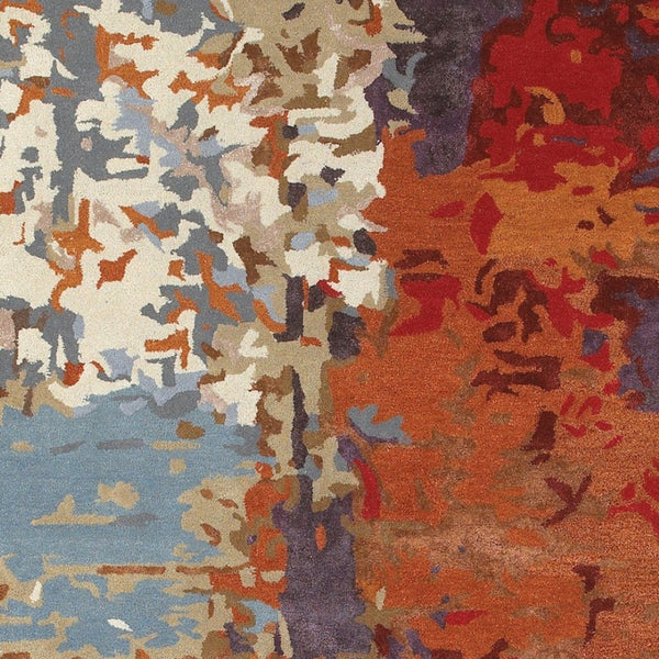 Homeroots 4' Abstract Hand-tufted Area Rug In Orange, Ivory, And Teal – Elevate Your Living Space Elegantly 10' X 13' Wool Blend 576292