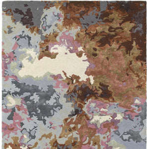 HomeRoots 8' Abstract Hand-Tufted Runner Rug in Blue and Brown - Elevate Your Space with Modern Elegance! 10' X 13' 576293