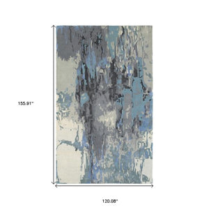 Homeroots 4' Inviting Blue Abstract Hand-tufted Area Rug For Stylish Living Spaces - Enhance Your Home Decor 10' X 13' Wool Blend 576294