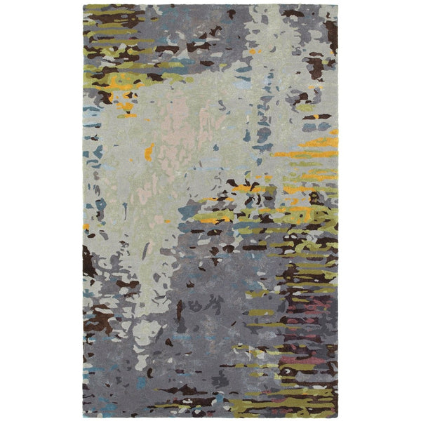 HomeRoots 4' Hand-Tufted Abstract Area Rug in Gray, Yellow, and Black – Modern Art for Your Home Decor 10' X 13' 576295