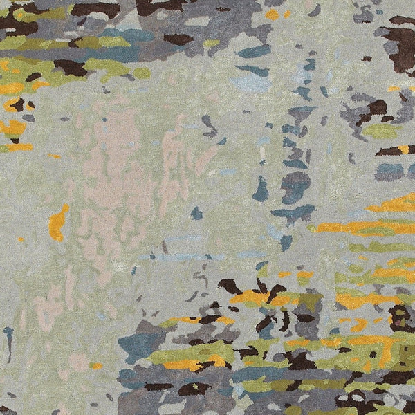 Homeroots 4' Abstract Gray And Yellow Hand-tufted Area Rug - Elevate Your Space With Style And Warmth 10' X 13' Wool Blend 576295