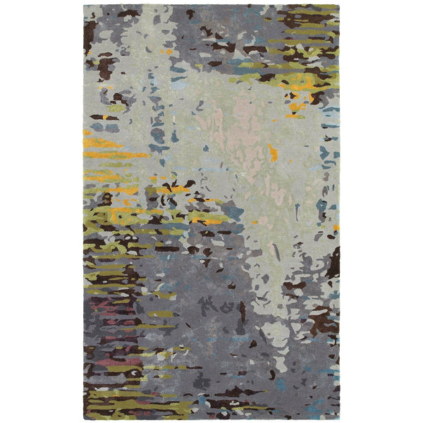 Homeroots 4' Abstract Gray And Yellow Hand-tufted Area Rug - Elevate Your Space With Style And Warmth 10' X 13' Wool Blend 576295