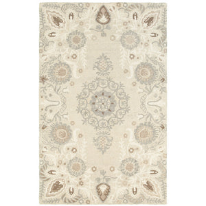 Homeroots 4' Sand Wool Floral Hand Tufted Area Rug - Elevate Your Living Space With Elegant Design And Comfort 10' X 13' Wool 576297