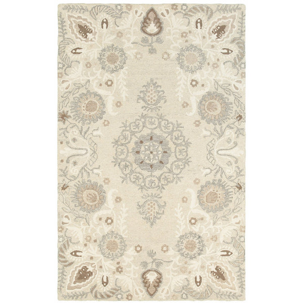 Homeroots 4' Sand Wool Floral Hand Tufted Area Rug - Elevate Your Living Space With Elegant Design And Comfort 10' X 13' Wool 576297