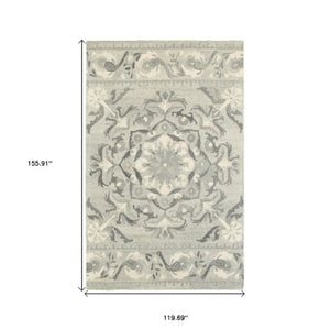 Homeroots 4' Elegant Wool Floral Hand-tufted Area Rug - Enrich Your Space With Artistic Charm And Style 10' X 13' Wool 576298