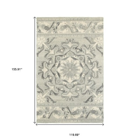 Homeroots 4' Elegant Wool Floral Hand-tufted Area Rug - Enrich Your Space With Artistic Charm And Style 10' X 13' Wool 576298