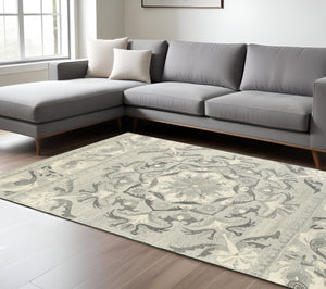 Homeroots 4' Elegant Wool Floral Hand-tufted Area Rug - Enrich Your Space With Artistic Charm And Style 10' X 13' Wool 576298