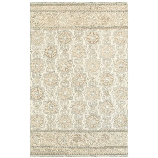 HomeRoots 4' Timeless Ash Gray Floral Hand-Tufted Wool Area Rug - Elegant Comfort for Living Spaces & Entryways 10' X 13' 576299