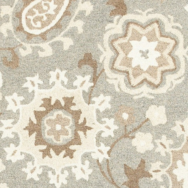 Homeroots 4' Gray Floral Hand-tufted Wool Area Rug - Elegant Design To Elevate Your Living Space Decor 10' X 13' Wool 576300