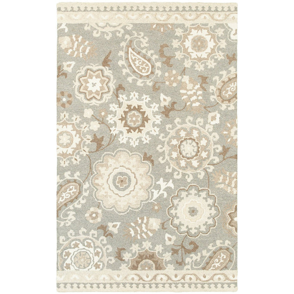 Homeroots 4' Gray Floral Hand-tufted Wool Area Rug - Elegant Design To Elevate Your Living Space Decor 10' X 13' Wool 576300