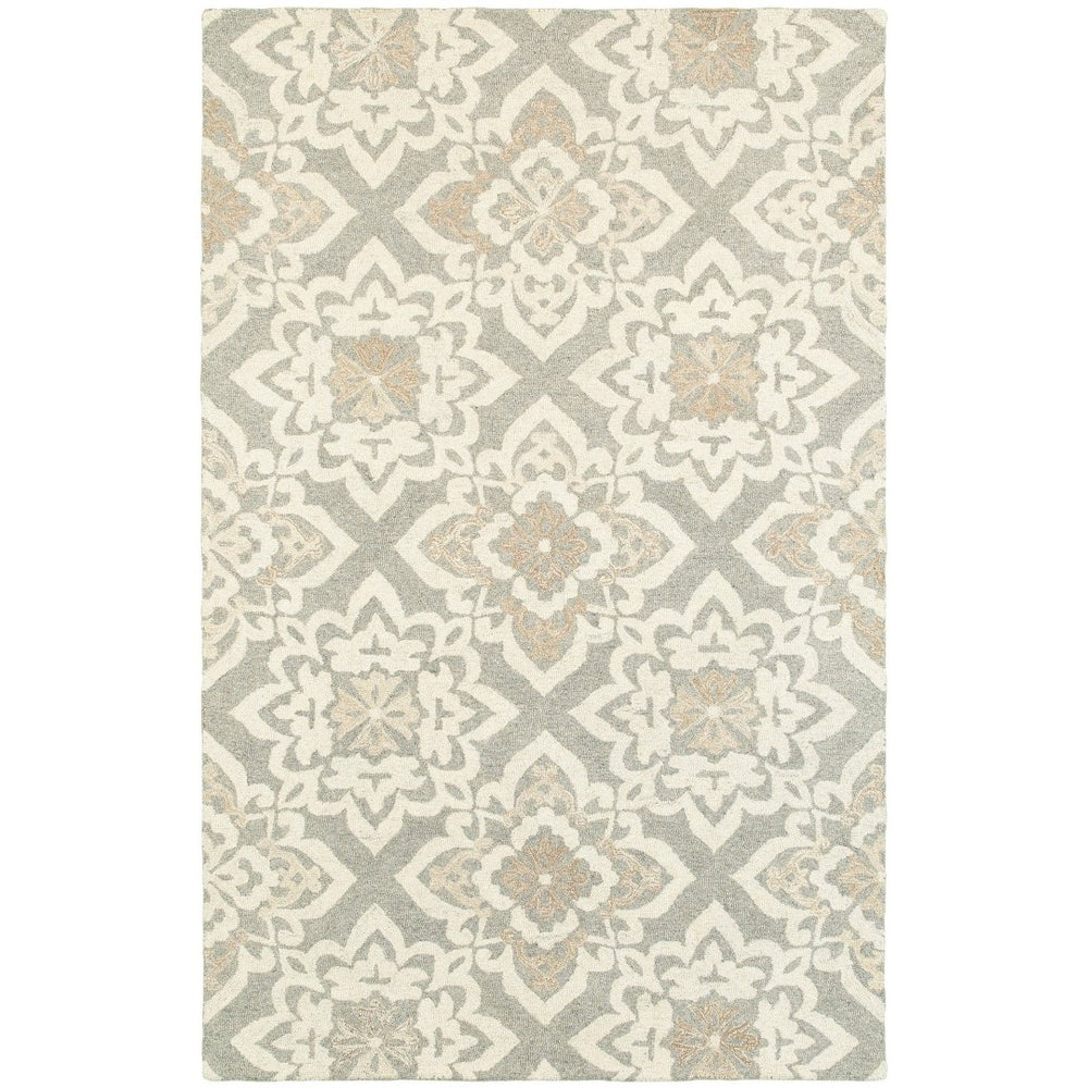 HomeRoots 4' Gray and Sand Wool Geometric Area Rug - Hand-Tufted Modern Design for Any Space's Warmth 10' X 13' 576301
