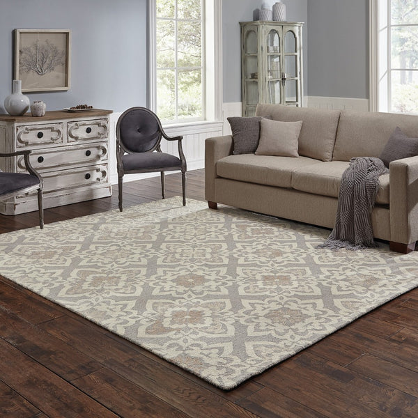 Homeroots 4' Stylish Gray Wool Geometric Hand-tufted Area Rug For Cozy Home Décor And Warmth 10' X 13' Wool 576301