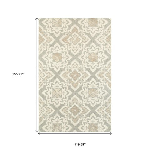 Homeroots 4' Stylish Gray Wool Geometric Hand-tufted Area Rug For Cozy Home Décor And Warmth 10' X 13' Wool 576301