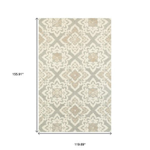 Homeroots 4' Stylish Gray Wool Geometric Hand-tufted Area Rug For Cozy Home Décor And Warmth 10' X 13' Wool 576301