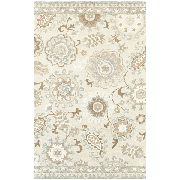Homeroots 4' Ivory Floral Hand-tufted Area Rug - Elegant Wool Design For Cozy, Neutral Home Decor Solutions 10' X 13' Wool 576302