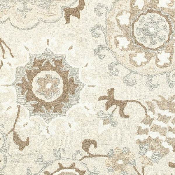 Homeroots 4' Ivory Floral Hand-tufted Area Rug - Elegant Wool Design For Cozy, Neutral Home Decor Solutions 10' X 13' Wool 576302