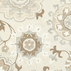 Homeroots 4' Ivory Floral Hand-tufted Area Rug - Elegant Wool Design For Cozy, Neutral Home Decor Solutions 10' X 13' Wool 576302