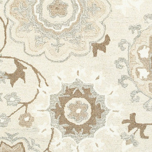 Homeroots 4' Ivory Floral Hand-tufted Area Rug - Elegant Wool Design For Cozy, Neutral Home Decor Solutions 10' X 13' Wool 576302
