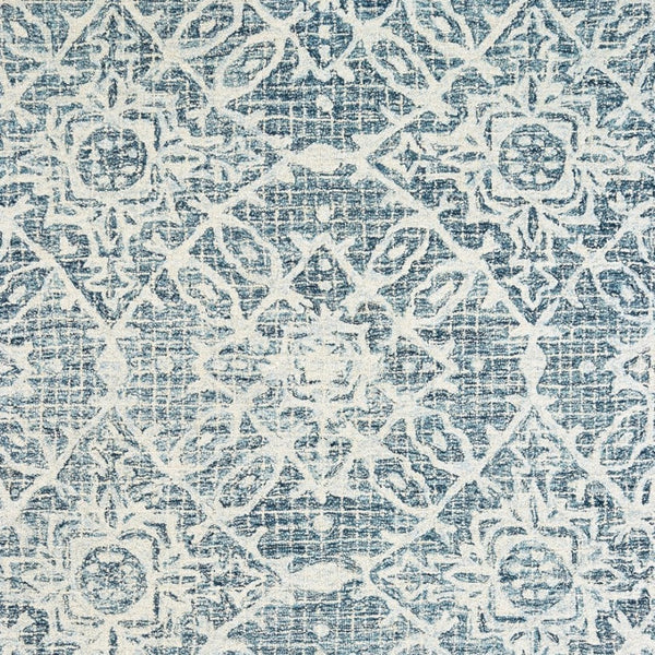 Homeroots 5' Geometric Blue Wool Hand-tufted Area Rug – Stylish Rectangular Design For Modern Home Decor 10' X 13' Wool 576312