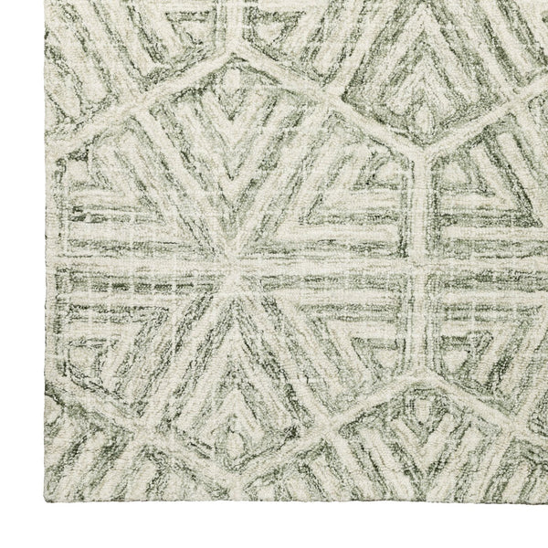 Homeroots 5' Elegant Gray And Ivory Geometric Hand-tufted Wool Area Rug For Stylish Home Décor Enhancement 10' X 13' Wool 576313