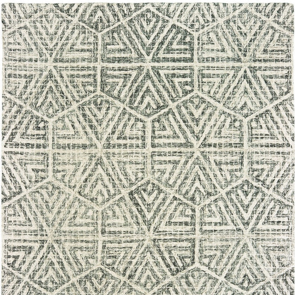 Homeroots 5' Elegant Gray And Ivory Geometric Hand-tufted Wool Area Rug For Stylish Home Décor Enhancement 10' X 13' Wool 576313
