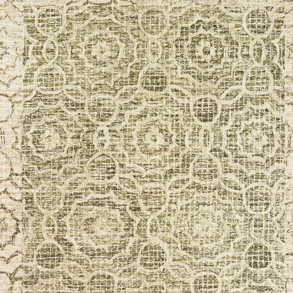 Homeroots 5' Green Wool Geometric Hand-tufted Area Rug - Elevate Your Space With Artful Style & Sophistication 10' X 13' Wool 576314