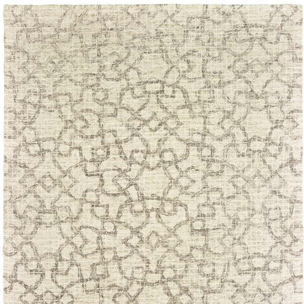 HomeRoots 5' Hand-Tufted Wool Area Rug in Tan and Ivory - Elegant Geometric Design for Any Living Space 10' X 13' 576316