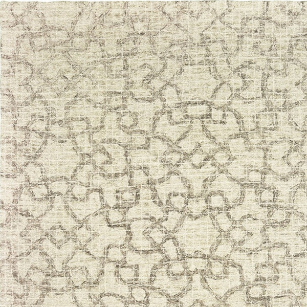 HomeRoots 5' Hand-Tufted Wool Area Rug in Tan and Ivory - Elegant Geometric Design for Any Living Space 10' X 13' 576316