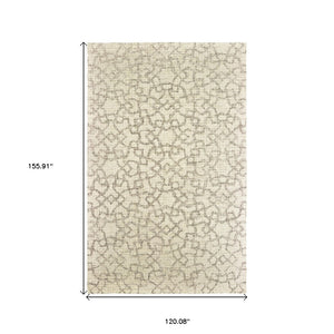 HomeRoots 5' Hand-Tufted Wool Area Rug in Tan and Ivory - Elegant Geometric Design for Any Living Space 10' X 13' 576316