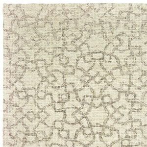 HomeRoots 5' Hand-Tufted Wool Area Rug in Tan and Ivory - Elegant Geometric Design for Any Living Space 10' X 13' 576316